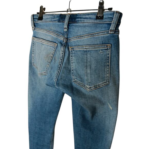 Rag & Bone Cate Mid-Rise Skinny Jeans Size 23 Distressed Blue Wash Ankle Raw Hem - Picture 13 of 16